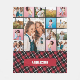 Rode botanische moderne minimale pampas 15 foto fleece deken