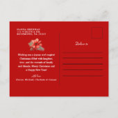 Rode Botanische Vrolijke Kerstmis Feestdagenkaart (Achterkant)