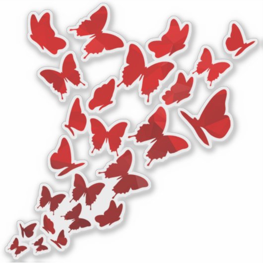 Rode botervliegen in vliegende bocht sticker (Voorkant)