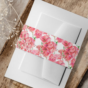 Rode bougainvillea florale waterverf patterned uitnodigingen wikkel