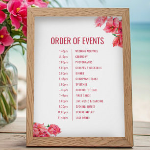 Rode bougainvillea huwelijksvolgorde van gebeurten perfect poster