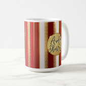 Rode Bougie Stripes gepersonaliseerde koffie Mok (Voorkant rechts)