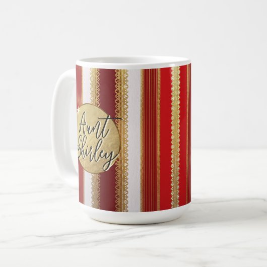 Rode Bougie Stripes gepersonaliseerde koffie Mok (Voorkant links)