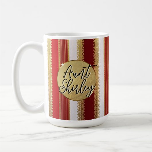 Rode Bougie Stripes gepersonaliseerde koffie Mok (Links)