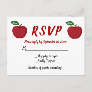 Rode Bourgogne Appel RSVP Trouwfeest Herfst Landel Uitnodiging Briefkaart
