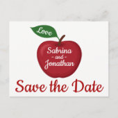Rode Bourgogne Apple Save The Date Wedding Engagem Aankondigingskaart (Voorkant)