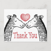 Rode Bourgogne Bedankt Giraffe Love Wedding Briefkaart (Voorkant)