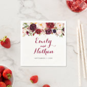 Rode Bourgogne Bloemen Herfst Bruiloft Servet (Insitu)