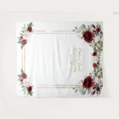 Rode Bourgogne Bloemige Trouwfoto Prop Wandkleed (Voorkant (horizontaal))