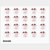 Rode Bourgogne Bloemrijke Herfst Huwelijkssticker Ronde Sticker (Vel)