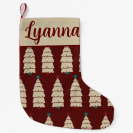 Rode Bourgogne Boom Patroon Retro Gezellige Kerstm Kleine Kerstsok