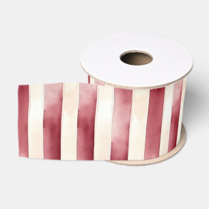 Rode Bourgogne Crème Strepen Kerst Grosgrain Lint
