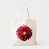 Rode Bourgogne Dahlia Bloem Foto Script Naam Tote Bag (Voorkant)