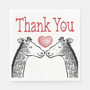 Rode Bourgogne Dank Je Giraffe Liefde Bruiloft Servet