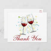 Rode Bourgogne Dank u Wijnglazen bruiloft Briefkaart (Voorkant / Achterkant)