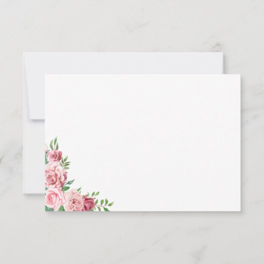 Rode Bourgogne en Blush roze rozen maaltijdopties RSVP Kaartje (Achterkant)