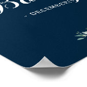 Rode Bourgogne Navy Rustiek Winter Bloemen Baby sh Poster (Hoek)