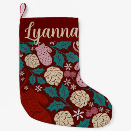 Rode Bourgogne Patroon Retro Gezellige Kerstmis Ch Kleine Kerstsok