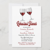 Rode Bourgogne repetitie diner wijnglazen bruiloft Kaart (Voorkant)