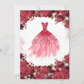 Rode Bourgogne Roos Elegante Sparkle Quinceanera Kaart (Achterkant)