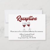 Rode Bourgogne Trouwreceptie Wijn Glazen Kaart (Voorkant)