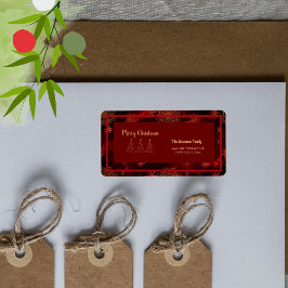 Rode Bourgogne Vrolijk Kerstadres Etiket