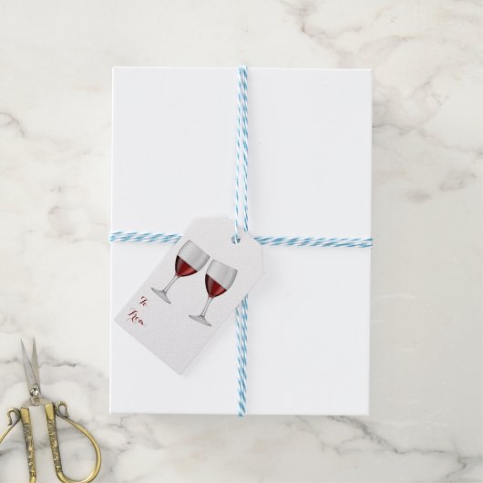 Rode Bourgogne wijn champagne glazen bruiloft wijn Cadeaulabel (Met Touw)