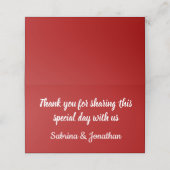 Rode Bourgogne & Wit Dank u bruiloft Plaatskaartje (Buitenkant ongevouwen)