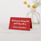 Rode Bourgogne & Wit Dank u bruiloft Plaatskaartje (Voorkant)