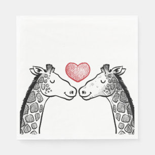 Rode Bourgogne Zwart & Witte Giraffe Liefde Bruilo Servet
