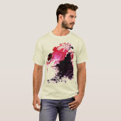 Rode Bourgogne Zwarte Airbrush Verf Splashes Ontwe T-shirt (Voorkant volledig)