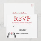 Rode Bourgondië RSVP Giraffe Huwelijksliefde Uitnodiging Briefkaart (Voorkant / Achterkant)