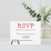 Rode Bourgondië RSVP Giraffe Huwelijksliefde Uitnodiging Briefkaart (Staand voorkant)