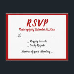 Rode Bourgondië RSVP WEdding Party Herfst Land Uitnodiging Briefkaart<br><div class="desc">Maak het uw gasten gemakkelijk om op uw bruiloft of feestuitnodiging te reageren met deze bordeauxrode RSVP-kaart. Uw feestgegevens worden gedrukt in rood en zwart handgeschreven lettertypen voor een persoonlijk gevoel. Rode Bourgondische RSVP-kaarten zijn ideaal voor rustieke, landelijke, herfst- en winterbruiloften / -feesten * zakelijke evenementen * banketten en ceremonies...</div>