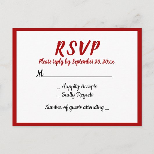 Rode Bourgondië RSVP WEdding Party Herfst Land Uitnodiging Briefkaart (Voorkant)