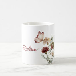 Rode Bourgondië Witte Vlinder Bloemen Koffiemok