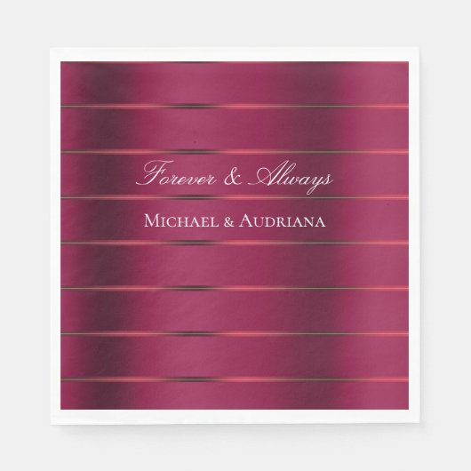 Rode Bourgondische lint bruiloft Vrijgezellenfeest Servet (Voorkant)