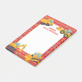 Rode Bouwtrucks Gepersonaliseerde Mitzvah Post-it® Notes (Schuin)