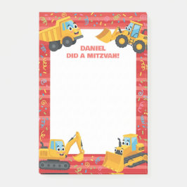 Rode Bouwtrucks Gepersonaliseerde Mitzvah Post-it® Notes