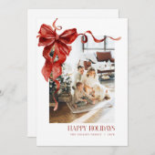 Rode Bow Kerstkaart Coquette Vakantie Kaart (Voorkant / Achterkant)