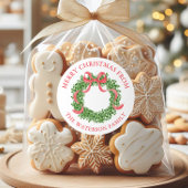 Rode Bow Kerstmis Boxwood Krans Gift Ronde Sticker