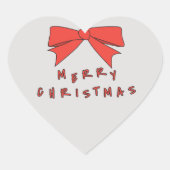 Rode Bow Merry kerstenvelop Hart Sticker (Voorkant)