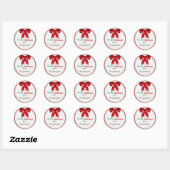 Rode Bow Snoep Streep Kerstmis Ronde Stickers (Vel)