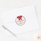 Rode Bow Snoep Streep Kerstmis Ronde Stickers (Envelop)
