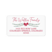 Rode Bow-versierde Garland Kerstmis Etiket (Voorkant)