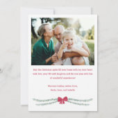 Rode Bow-versierde Garland Vrolijke Kerstfoto Feestdagenkaart (Achterkant)