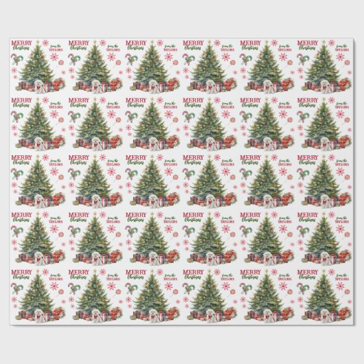 Rode Bow Witte Maltese Hond Vakantie Boom Cadeaupapier (Vlak)