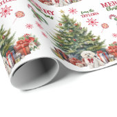 Rode Bow Witte Maltese Hond Vakantie Boom Cadeaupapier (Rol Hoek)