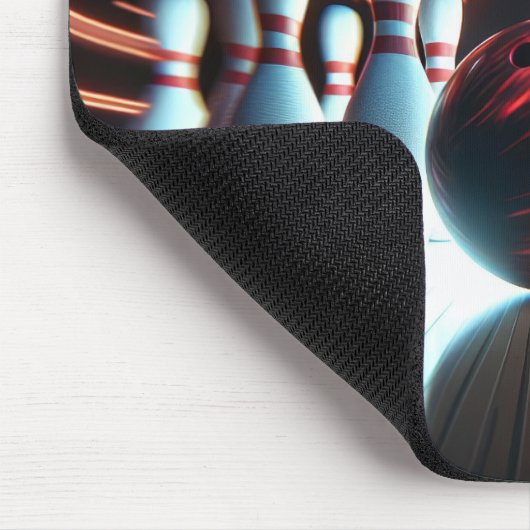 Rode bowlingbal met pinnen muismat (Hoek)