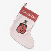 Rode boxing handschoenen Boxer Athletic Coach Kind Kleine Kerstsok (Voorkant (Hangend))